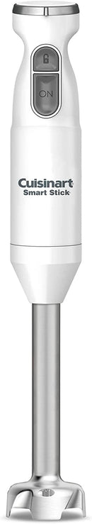 Cuisinart Smart Stick two-speed hand blender in silver with detachable blending shaft on a white background.