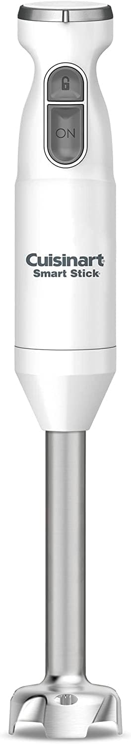 Cuisinart Smart Stick two-speed hand blender in silver with detachable blending shaft on a white background.