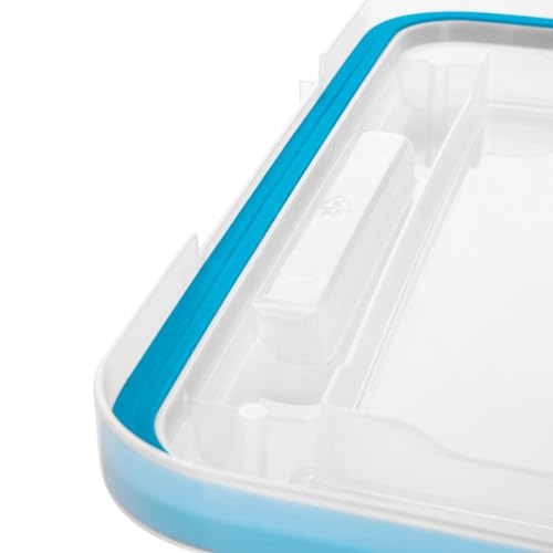 Sterilite 7.5 Qt Gasket Box, Stackable Storage Bin with Latching Lid and Tight Seal, Plastic Container to Organize Basement, Clear Base, Lid, 1-Pack
