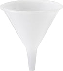  Natural-colored 8-ounce plastic funnel by Hutzler with a wide mouth and narrow spout, shown upright on a white background.