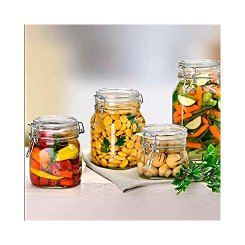 Bormioli Rocco Fido Clear Glass Jar with 85 mm Gasket,1 Liter (Pack of 2)