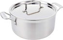  A stainless steel Cuisinart 6-quart saucepot with lid and riveted handle, shown on a white background.