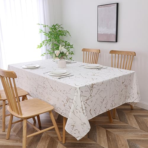 Majestic Giftware Velvet Tablecloths for Rectangle Tables - 60" X 90" Glacier Gold Print Hem Stitch Dining Table Cover