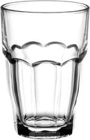 Single clear Bormioli Rocco Rock Bar 16.25 oz cooler glass standing upright on a white background.