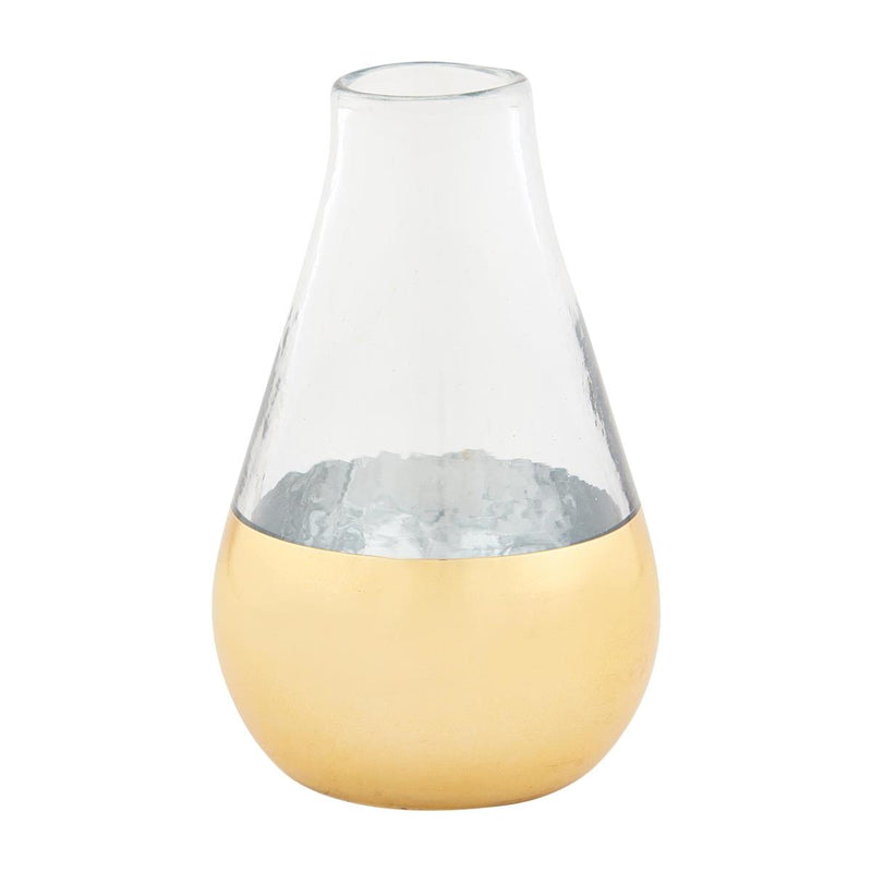 Mud Pie Medium Glass & Gold Vase