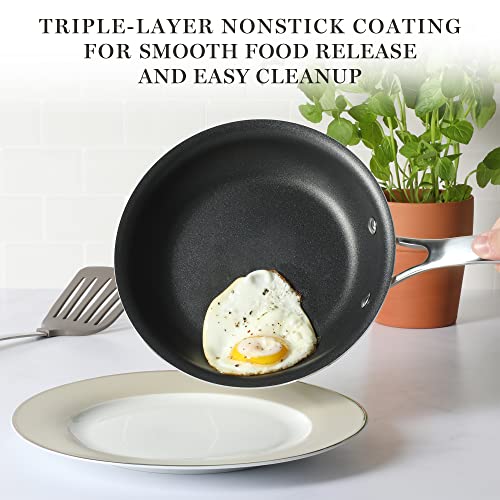 MARTHA STEWART Lockton 2 Piece 10" & 12" Heavy Gauge Aluminum Premium Nonstick Fry Pan Set - Linen