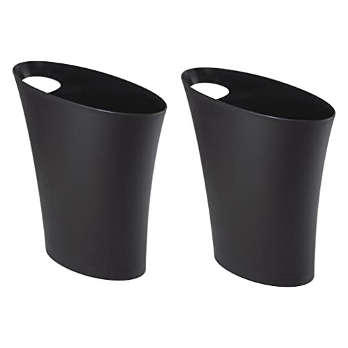 Umbra Skinny Sleek & Stylish Bathroom Trash, Small Garbage Can Wastebasket, 2 Gallon Capacity, Black