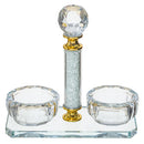 Crystal Salt and Pepper Stand with Crystal Chips and Gold Accent