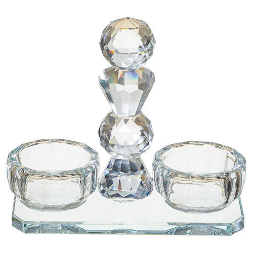 Crystal Salt and Pepper Stand with Crystal Chips