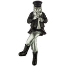 Polyresin Hassidic Figurine Holding a Trumpet Silver and Black