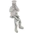 Polyresin Hassidic Figurine Holding a Trumpet Silver and White