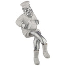 Polyresin Hassidic Figurine Holding a Drum Silver and White