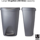 Umbra Brim Large Kitchen Trash Can with Stainless Steel Foot Pedal Stylish and Durable 13 Gallon Step Garbage Can with Lid, Silver/Nickel