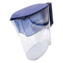 Aquara Ultra Slim white water filter pitcher with blue lid and included filter, shown on a white background.