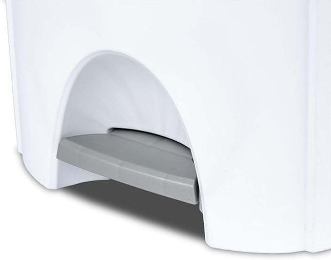 A cose up of the Sterilite 6.6-Gallon Step-On Trash Can's foot pedal, shown on a white background.