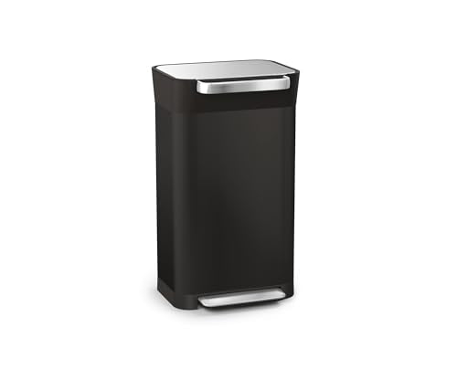 Joseph Joseph Intelligent Waste Titan Trash Can Compactor Kitchen Bin with Odour Filter, Black, 30L