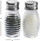 Home Basics beehive-style clear glass salt and pepper shakers with silver metal tops, shown on a white background.