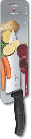  8-inch Victorinox Fibrox Pro Chef's Knife with a stainless steel blade and black non-slip handle on a white background.