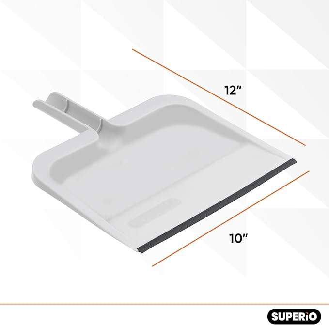 Clip-On Dustpan with Rubber Lip - White with dimensions