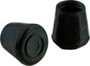 A set of 1-1/4 inch black rubber leg tips, designed to fit the ends of furniture or chair legs, providing protection for floors and enhancing stability.