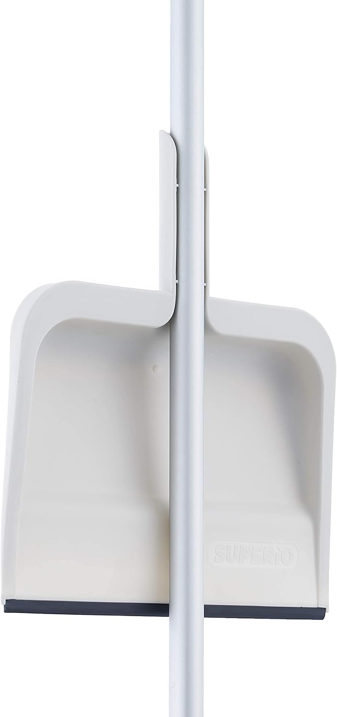 Clip-On Dustpan with Rubber Lip - White on a pole