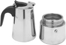 Home Basics 6-cup stainless steel stovetop espresso maker with a sleek, polished finish, shown on a white background.