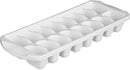 Sterilite white stacking ice cube tray made of durable plastic on a white background.