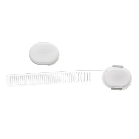 White Safety 1st adjustable all-purpose strap for child safety shown coiled on a white background.