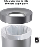 Umbra Vento Open Top 16.5-Gallon Kitchen Trash Large, Garbage Can for Indoor, Outdoor or Commercial Use, 16.5 Gallon, Grey/Steel
