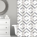 Bath Bliss 70" x 72" Shower Curtain Grey Herringbone Design Rust Proof Metal Grommets