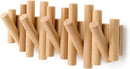 Umbra Picket 5 Hooks, Wall-Mounted Rail, Doubles as Art, Beveled Pine Wood Dowels, Natural Finish