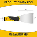 Flexible putty knife with a stainless steel blade and black-and-yellow soft grip handle, displayed on a white background.