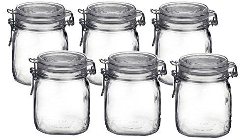 Bormioli Rocco Fido Clear Glass Jar with 85 mm Gasket,1 Liter (Pack of 2)