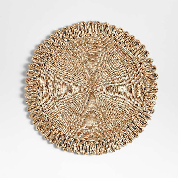 Extra Thick Looped Edge Round Placemats Tan