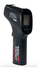 BabylissPRO Protect Forehead Thermometer, black digital infrared non-contact thermometer for accurate temperature readings, suitable for salon and professional use, with a clear digital display.
