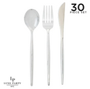 30pc Matrix Round Handle Cutlery Set Silver (Fork, Knife and Spoon)