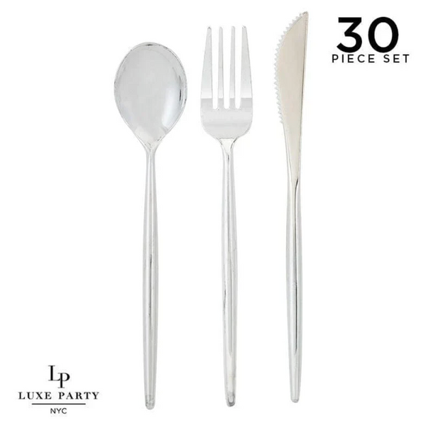 30pc Matrix Round Handle Cutlery Set Silver (Fork, Knife and Spoon)
