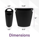 Superio Slim Bathroom Trash Can 2 Gallon Black Plastic Small Compact Waste Basket for Bedroom, Dorm, Under Office Desk Dustbin