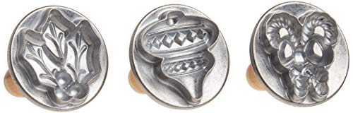Nordic Ware Holiday Cast Cookie Stamps, 3-inch rounds, Silver