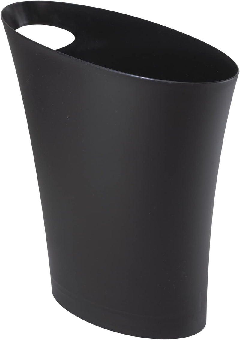 Umbra Skinny Sleek & Stylish Bathroom Trash, Small Garbage Can Wastebasket for Narrow Spaces at Home or Office, 2 Gallon Capacity, Black, 2-Pack