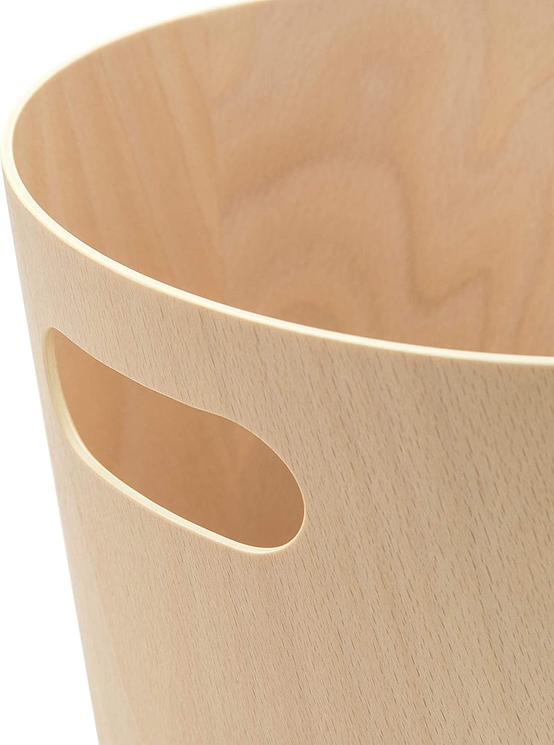 Umbra Woodrow, Natural 2 Gallon Modern Wooden Trash Can Wastebasket or Recycling Bin