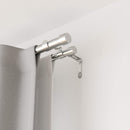 Two sleek silver-toned curtain rods, one thicker and one thinner, both featuring minimalist cylindrical end caps.
