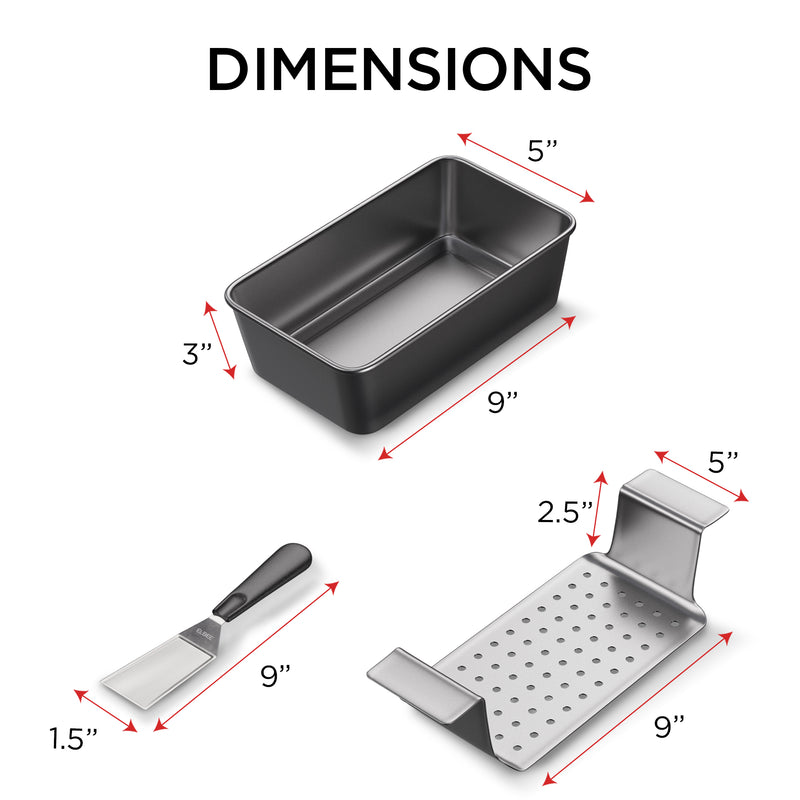 Elbee Home Premium 9 Inch Meatloaf Pan with Easy Removal Perforated Tray, Durable Carbon Steel