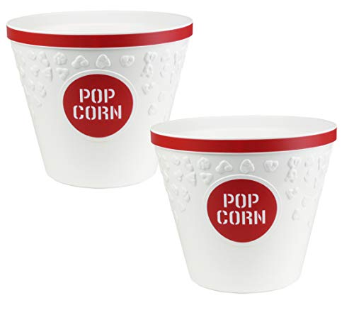 Hutzler Popcorn Buckets, Set of 2, Red