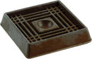 2-inch square brown rubber furniture cup by Shepherd Hardware, displayed on a white background.