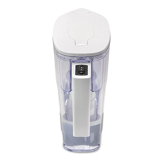 Aquara Ultra Slim white water filter pitcher with white lid and included filter, shown on a white background.
