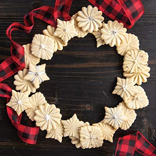 Nordic Ware Pretty Pleated Cookie Stamps, 3-Piece, Natural with red handles