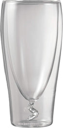 Clear double-wall borosilicate verrine glass, designed to maintain optimal beverage temperatures, on a white background.