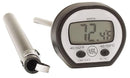 Taylor digital instant read thermometer with pocket clip and plastic storage case on a white background.