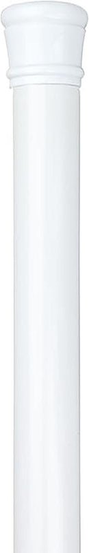 White adjustable tension curtain rod.